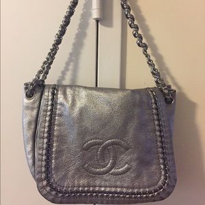 Chanel luxe metallic sliver flap bag